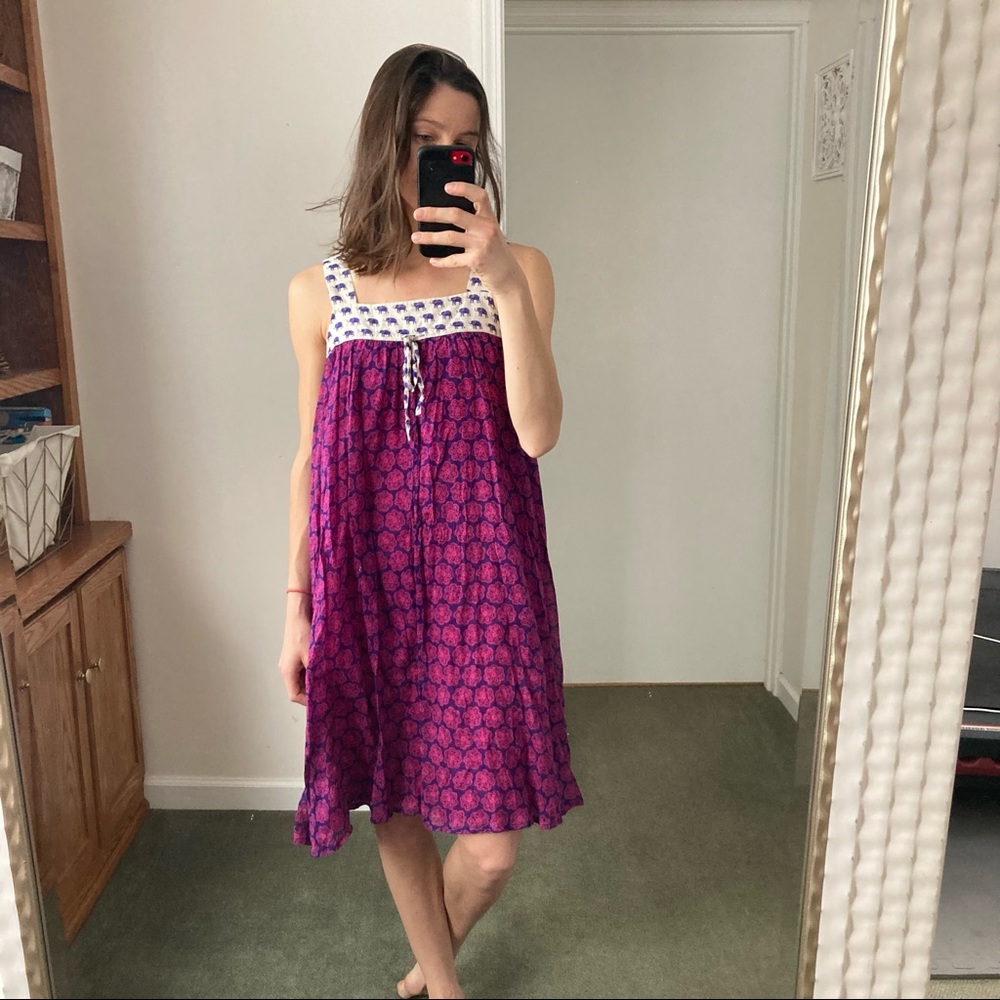 Anthropologie Hei Hei Elephant Pink Print Dress S
